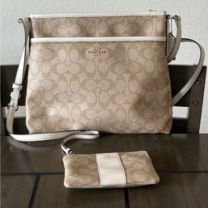 AUTHENTIC Coach Signature File Crossbody Bag & Coach Corner Zip Wristlet